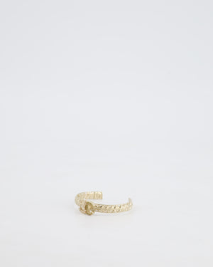 Chanel CC Open Bangle in Champagne Gold Hardware with Crystals Detail