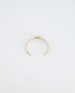 Chanel CC Open Bangle in Champagne Gold Hardware with Crystals Detail