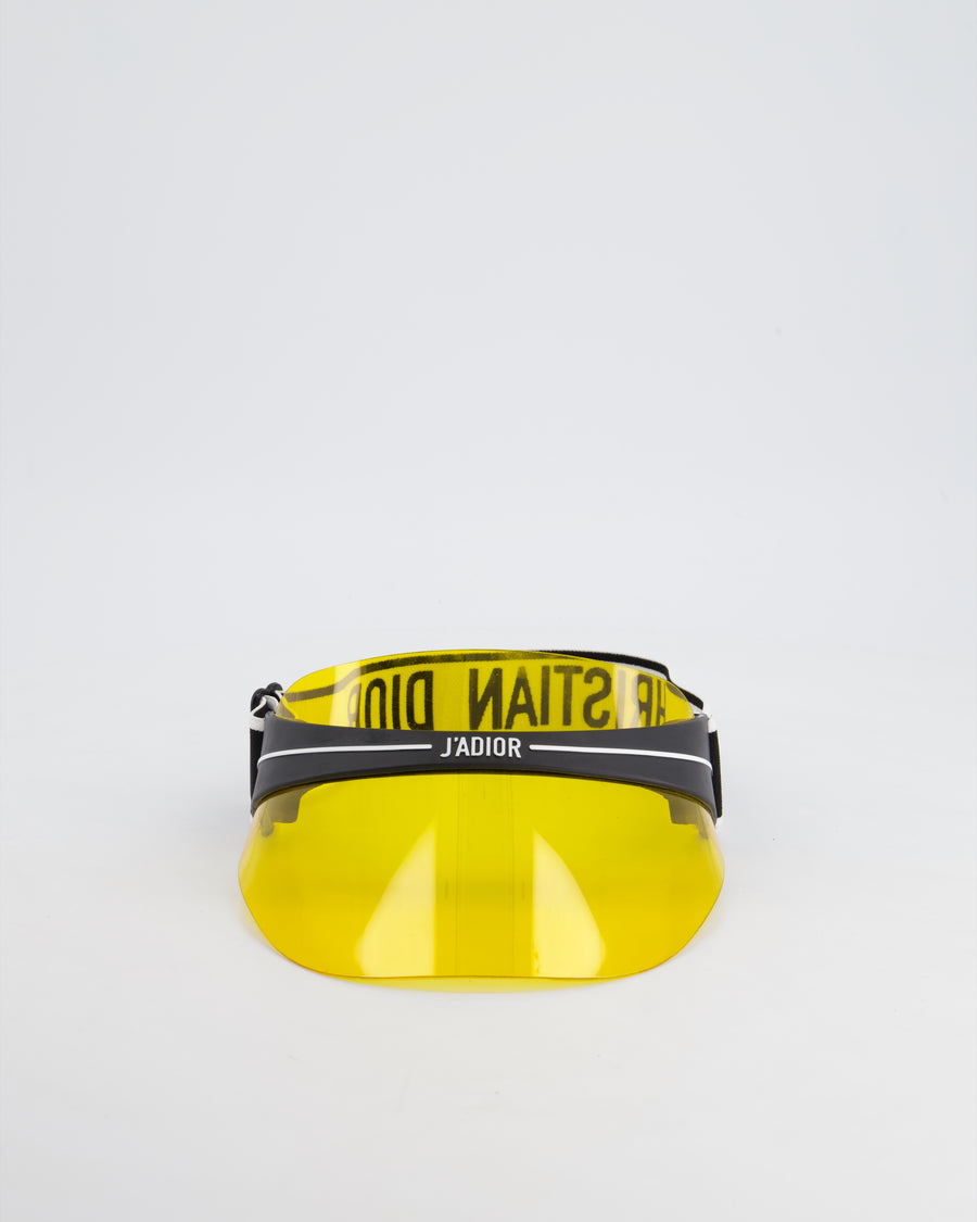 Christian Dior Club Yellow 
Black Translucent Visor With Elasticated J
Adior Logo Strap