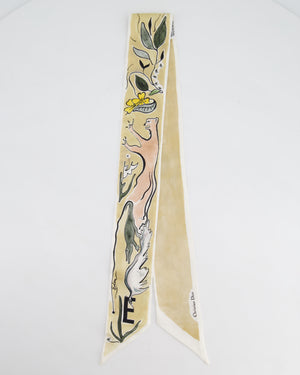 Christian Dior ABCDior 
E
 Mitzah Silk Scarf In Gold 
Neutral Printed Silk