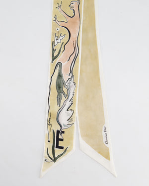 Christian Dior ABCDior 
E
 Mitzah Silk Scarf In Gold 
Neutral Printed Silk