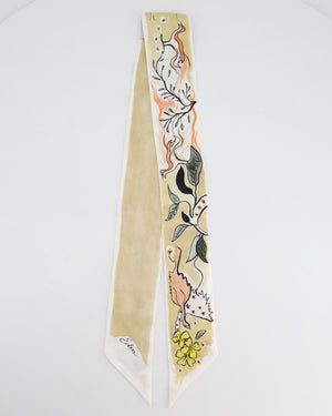 Christian Dior ABCDior 
E
 Mitzah Silk Scarf In Gold 
Neutral Printed Silk