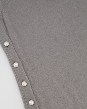 Chanel Light Grey Cashmere Sleeveless Dress with CC Pearl Buttons Detailing Size FR 34 (UK 6)