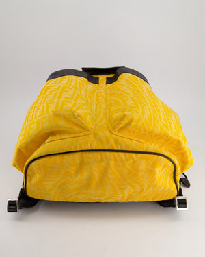 Fendi Yellow Zucca FF Logo Backpack with Leather Flap Detail