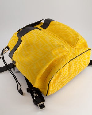 Fendi Yellow Zucca FF Logo Backpack with Leather Flap Detail