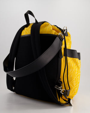 Fendi Yellow Zucca FF Logo Backpack with Leather Flap Detail