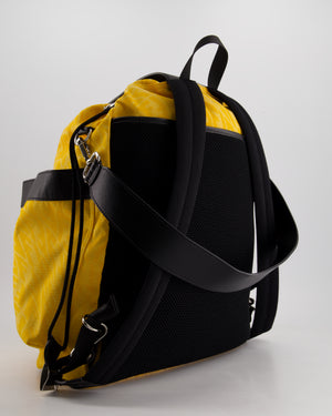 Fendi Yellow Zucca FF Logo Backpack with Leather Flap Detail