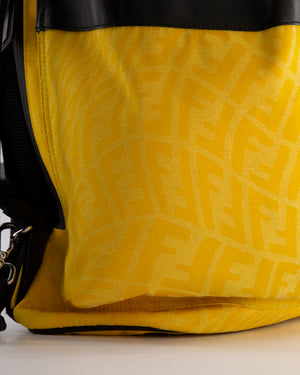 Fendi Yellow Zucca FF Logo Backpack with Leather Flap Detail