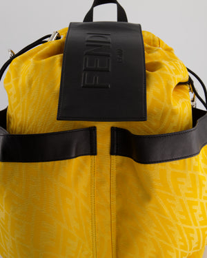 Fendi Yellow Zucca FF Logo Backpack with Leather Flap Detail