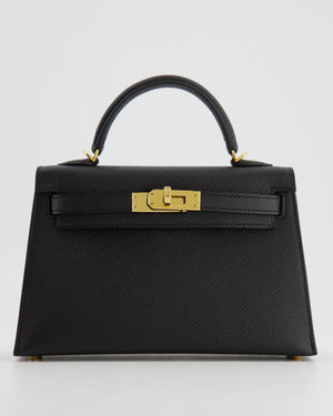 *SUPER RARE* Hermès Mini Kelly II 20cm in Black Epsom Leather with Gold Hardware