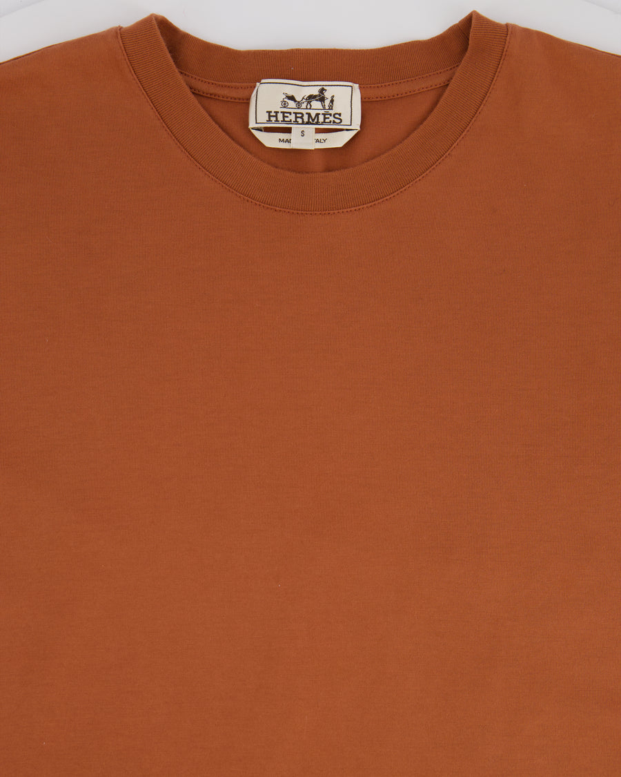 Hermès Orange Short Sleeve T-shirt with Stitched Arm Detail Size FR 46 (UK 36)