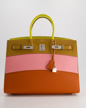 Hermès Birkin 35cm Replica Jewelry
 Sunrise Rainbow Bag in Epsom Lime / Sesame / Rose Confetti / Terre Battue Leather with Palladium Hardware