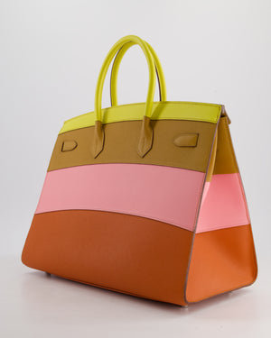 Hermès Birkin 35cm Replica Jewelry
 Sunrise Rainbow Bag in Epsom Lime / Sesame / Rose Confetti / Terre Battue Leather with Palladium Hardware