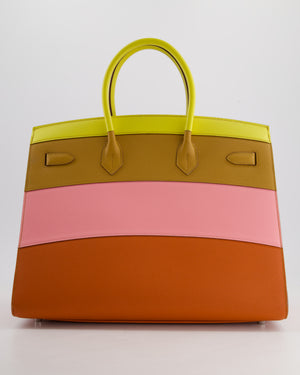 Hermès Birkin 35cm Replica Jewelry
 Sunrise Rainbow Bag in Epsom Lime / Sesame / Rose Confetti / Terre Battue Leather with Palladium Hardware