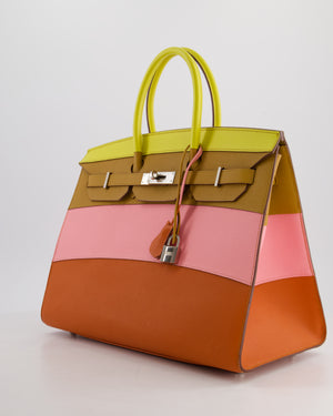 Hermès Birkin 35cm Replica Jewelry
 Sunrise Rainbow Bag in Epsom Lime / Sesame / Rose Confetti / Terre Battue Leather with Palladium Hardware