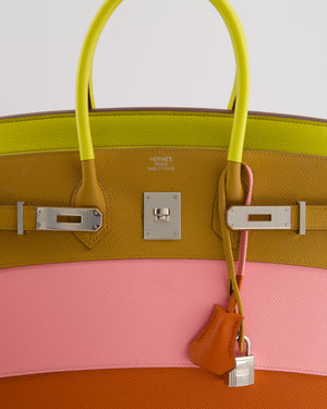 Hermès Birkin 35cm Replica Jewelry
 Sunrise Rainbow Bag in Epsom Lime / Sesame / Rose Confetti / Terre Battue Leather with Palladium Hardware