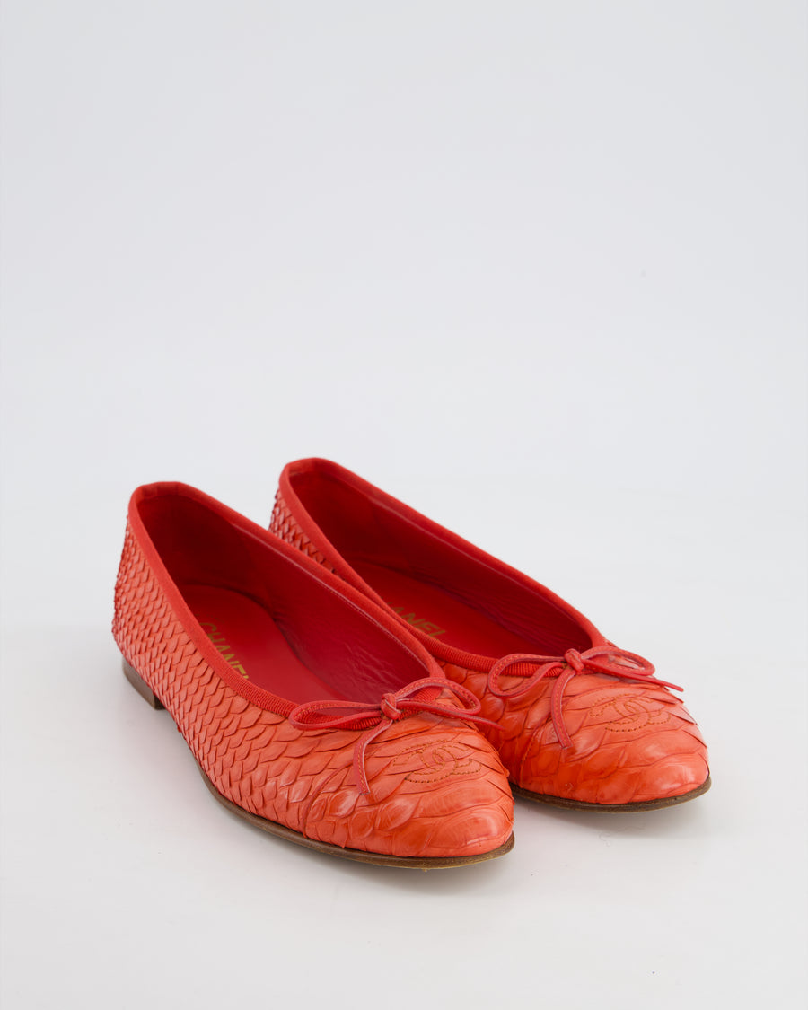 Chanel Coral Python CC Ballet Pumps Size EU 38 C