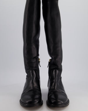 Valentino Black Knee High Rockstud Boots Size EU 39