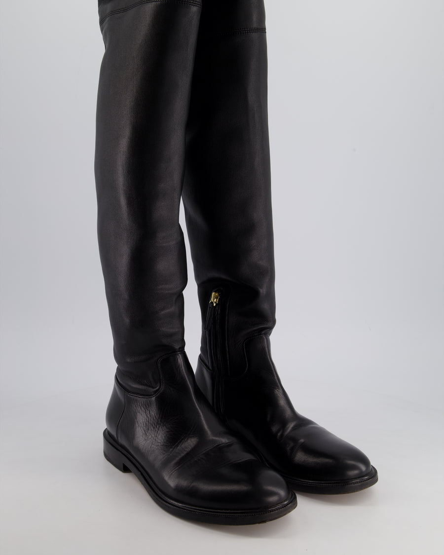 Valentino Black Knee High Rockstud Boots Size EU 39