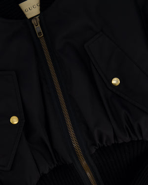 Gucci Black Cropped Bomber Jacket with Detachable Sleeve Detail Size IT 38 (UK 6)