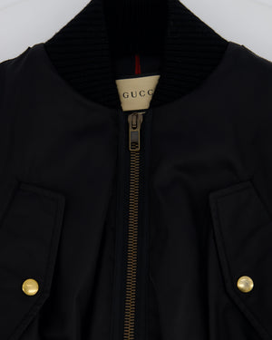 Gucci Black Cropped Bomber Jacket with Detachable Sleeve Detail Size IT 38 (UK 6)