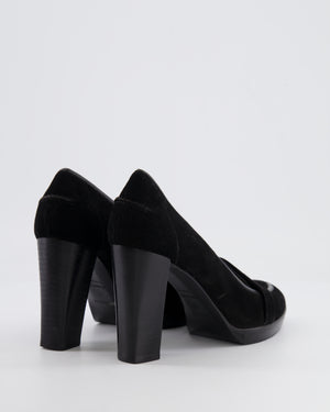 Hermès Black Suede Heels with H Leather Detail Size EU 38