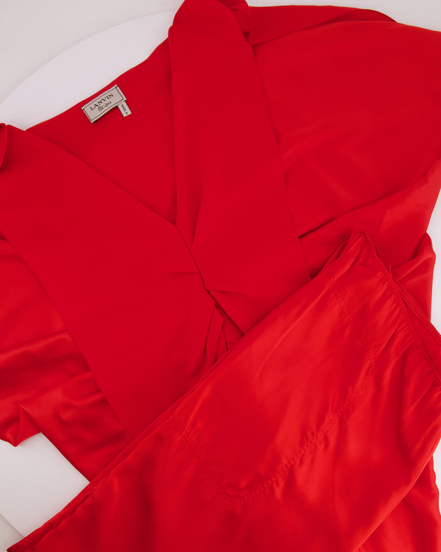 Lanvin Red Silk Shirt and Trousers Set FR 38/40 (UK 10/12)