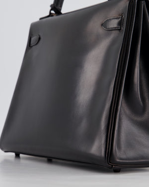 *SUPER RARE* Hermès So Black Kelly Retourne 32cm in Box Calfskin Leather and Black Hardware