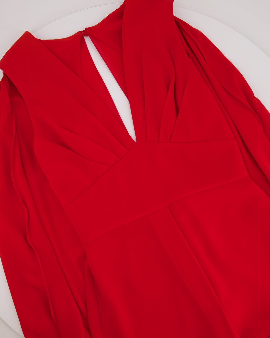 Elie Saab Red Sleeveless Jumpsuit with Back Cape Detail FR 38 (UK 10)