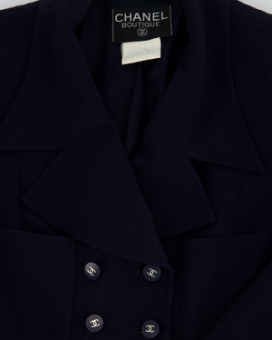 Chanel Navy Vintage Jacket With Silver CC Button Detail Size FR 38 (UK 10)