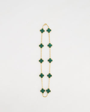 Van Cleef 
Arpels Alhambra Malachite 10 Motif Necklace in Yellow Gold