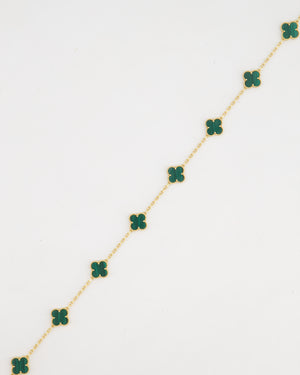 Van Cleef 
Arpels Alhambra Malachite 10 Motif Necklace in Yellow Gold