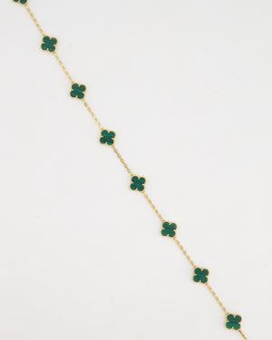 Van Cleef 
Arpels Alhambra Malachite 10 Motif Necklace in Yellow Gold