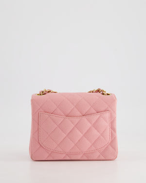 *RARE* Chanel Pink Mini Square Flap Bag in Caviar Leather with 24K Gold Plated Hardware