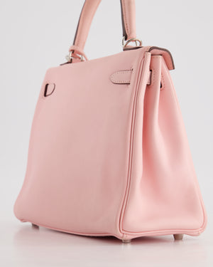 Hermès Kelly Bag 25cm Retourne in Rose Sakura Swift Leather with Palladium Hardware