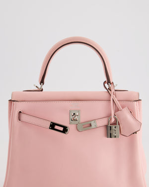 Hermès Kelly Bag 25cm Retourne in Rose Sakura Swift Leather with Palladium Hardware