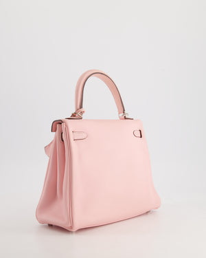 Hermès Kelly Bag 25cm Retourne in Rose Sakura Swift Leather with Palladium Hardware