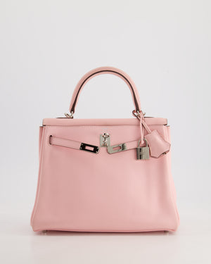 Hermès Kelly Bag 25cm Retourne in Rose Sakura Swift Leather with Palladium Hardware