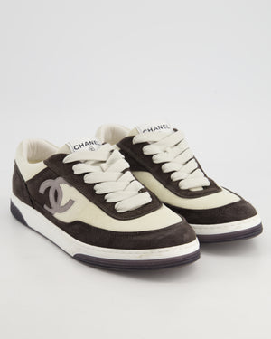 Chanel Black, White Suede with Grey CC Logo Trainers EU 41