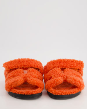 *FIRE PRICE* Hermès Orange Chypre Shearling Sandals Size EU 40.5 RRP £990