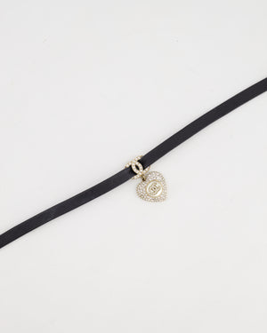 *SUPER HOT* Chanel Black Leather Choker Necklace with Crystal Pearl CC Pendant