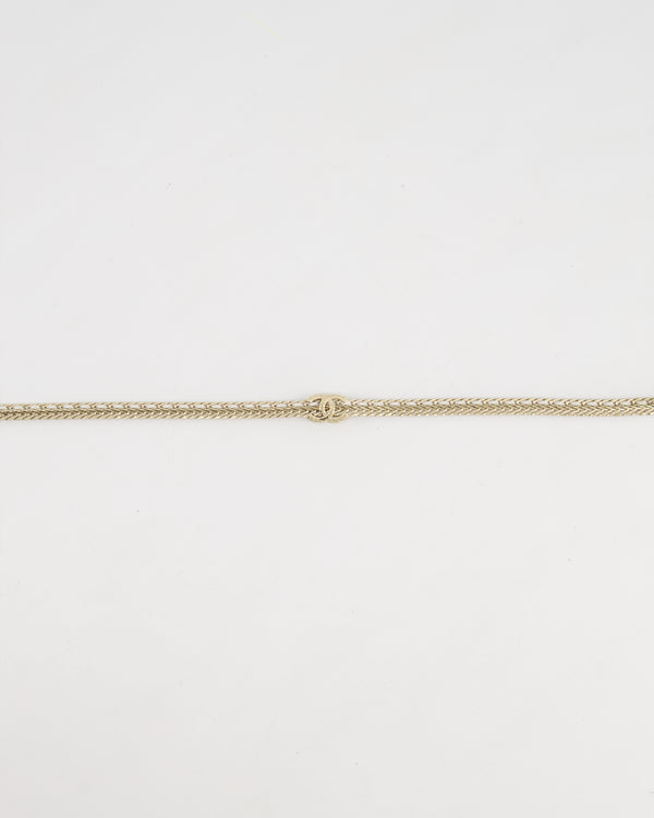 *HOT* Chanel Chain Choker Necklace in Champagne Gold with Crystal CC Logo