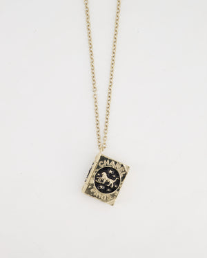 Chanel Champagne Gold, Star Lion and CC Logo Book Pendant Necklace