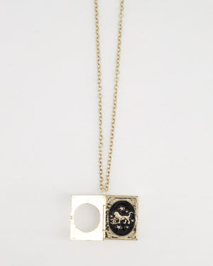 Chanel Champagne Gold, Star Lion and CC Logo Book Pendant Necklace