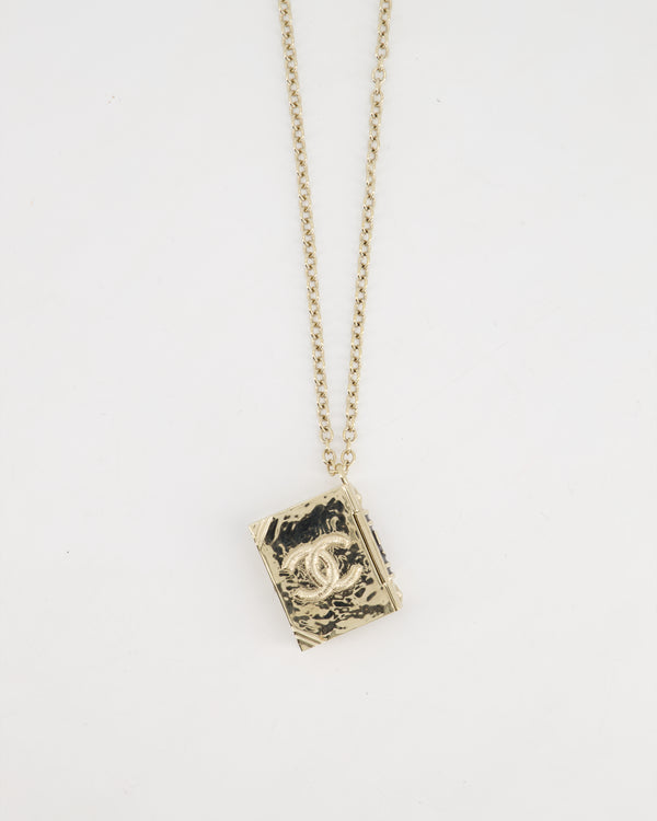 Chanel Champagne Gold, Star Lion and CC Logo Book Pendant Necklace