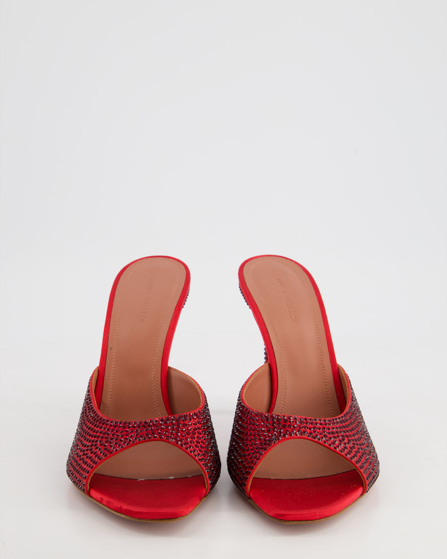 Amina Muaddi Red Embellished Caroline Mules Size EU 40.5 RRP £695