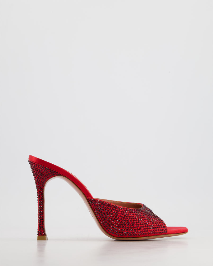 Amina Muaddi Red Embellished Caroline Mules Size EU 40.5 RRP £695