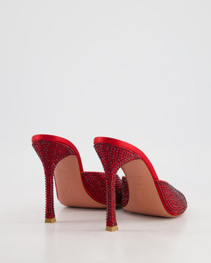 Amina Muaddi Red Embellished Caroline Mules Size EU 40.5 RRP £695