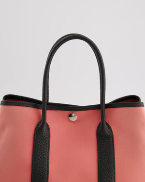 Hermès Garden Party 30cm Bag in Canvas Rose Azalee and Vert Negonda Calfskin Leather with Palladium Hardware