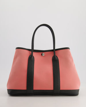 Hermès Garden Party 30cm Bag in Canvas Rose Azalee and Vert Negonda Calfskin Leather with Palladium Hardware